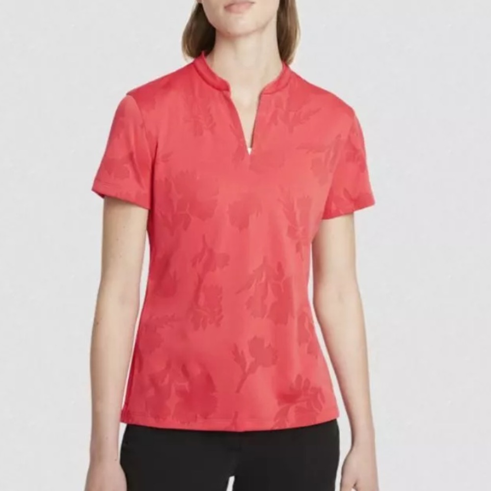 NIKE WOMEN DRI FIT VICTORY GOLF V-Neck POLO Size Small 
Red